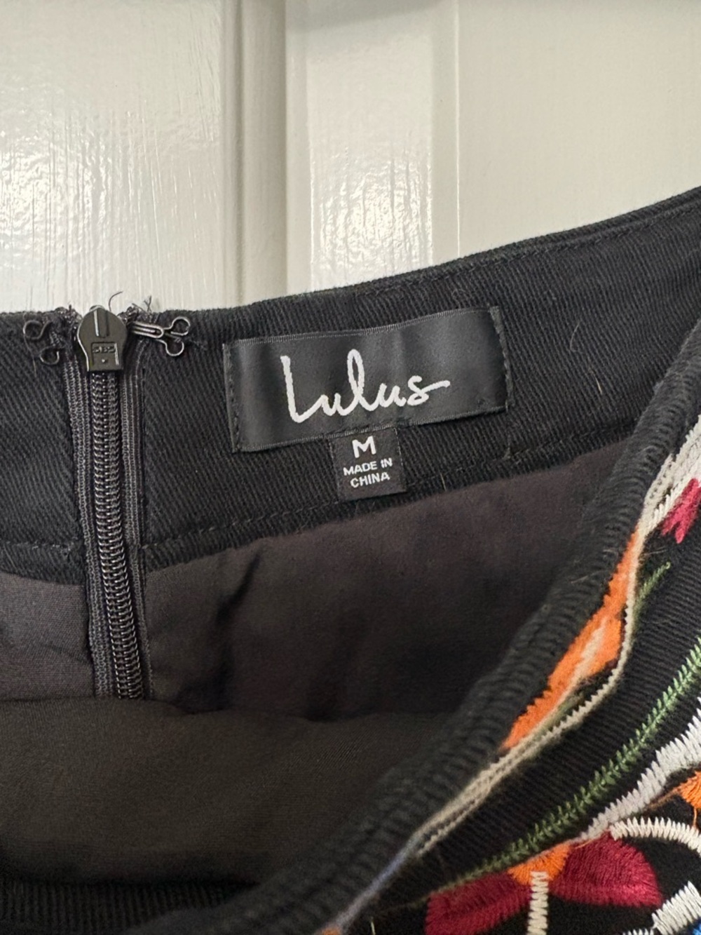 Lulu's Don’t Stop the Party Black Embroidered Floral Mini Skirt - Picture 2 of 4